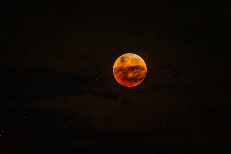 full moon in the dark night sky