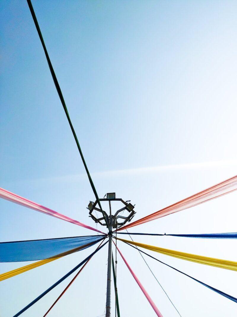 traditional maypole with colorful ribbons